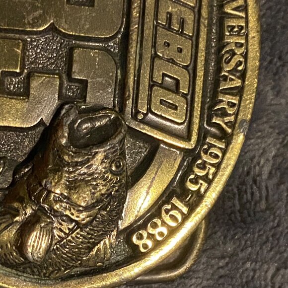 Zebco 33 33rd Anniversary 1955-1988 Limited Edition Brass Belt Buckle Fishing Th - Picture 13 of 14